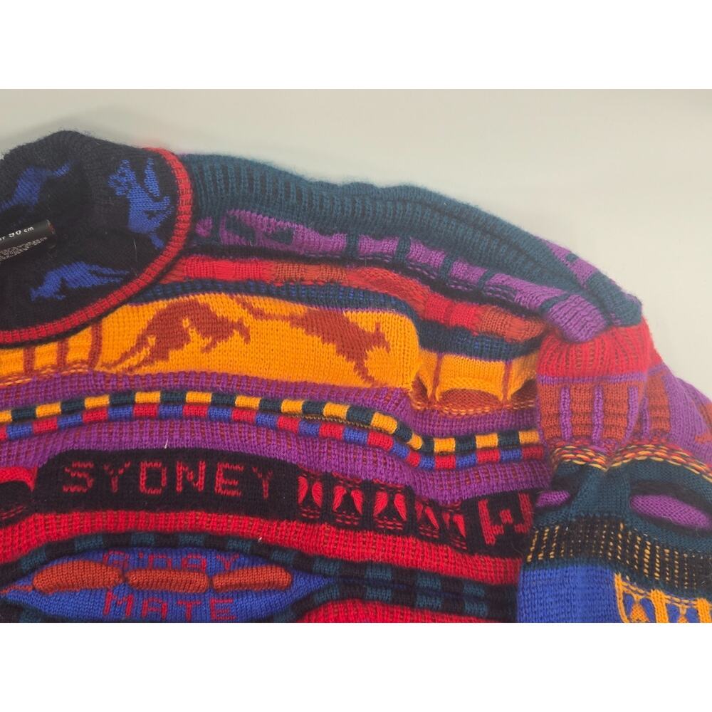 Vintage Emaroo Crazy 3D Knit Pullover Australia Theme 90s Jumper Size:14 - Picture 3 of 16